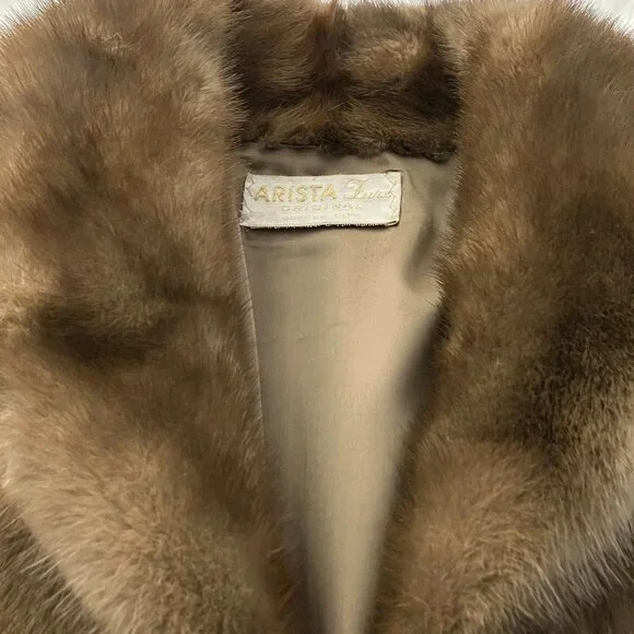 Vintage Lunamarine Real Mink Fur 3/4 Length Coat, Brown, Arista Furs - Picture 9 of 10